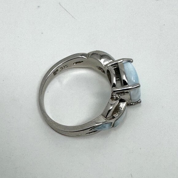 Sterling Silver Ring with Larimar Sky Blue Round gemstone - Picture 4 of 6